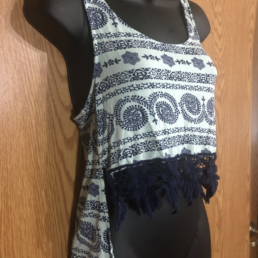 Charlotte Russe Crop Tank Top with Embroidery (S)
